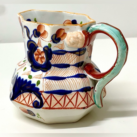c. 1820 Gaudy Welsh Eryri Pattern Snake Handled Staffordshire China Antique Jug - Picture 2 of 16
